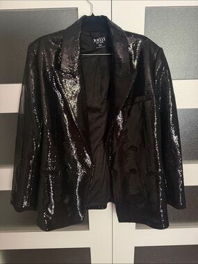Joelle Collection Black Sequin Double-Breasted Blazer